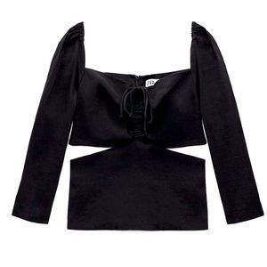 Linen Blend Cut Out Top